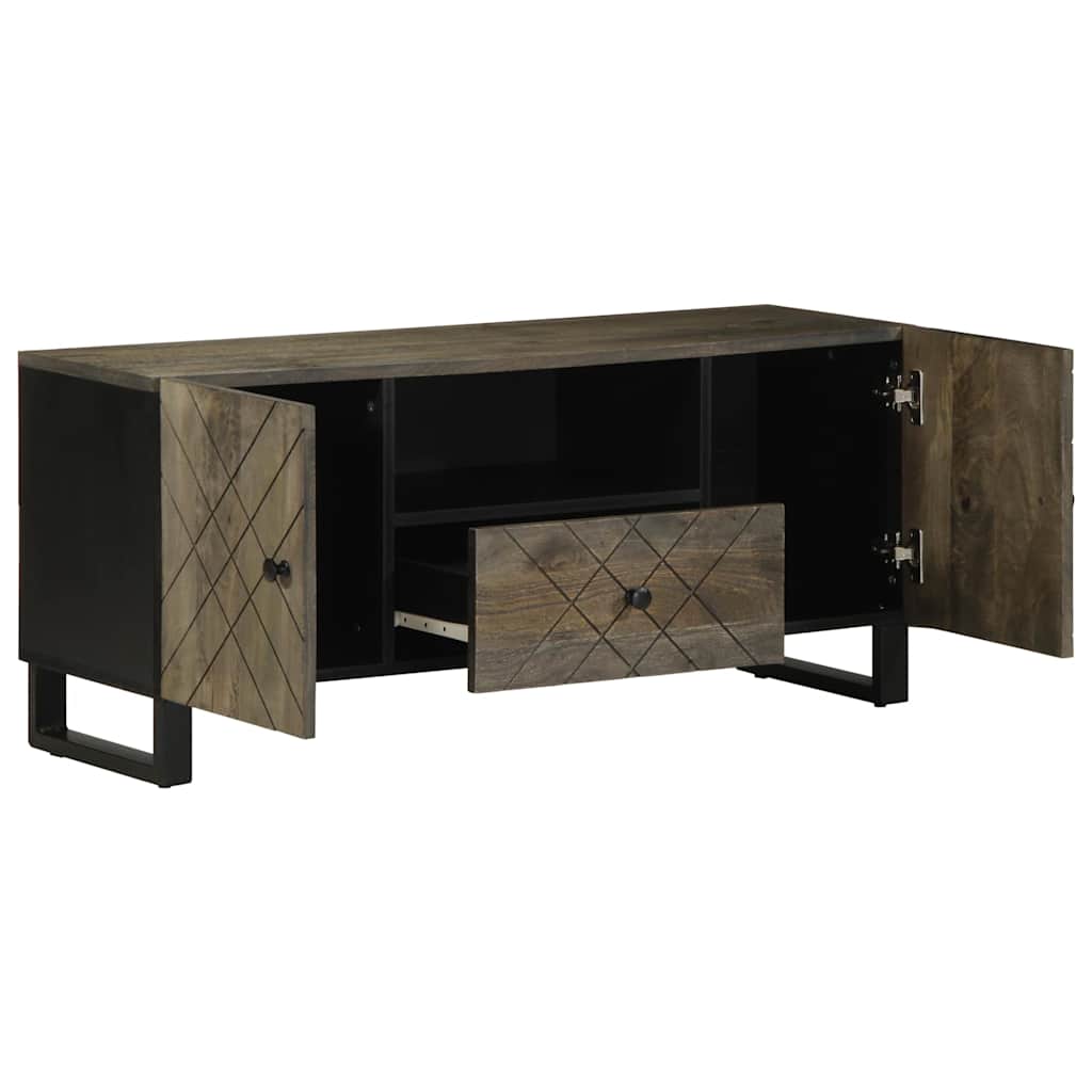 Tv Cabinet Black 105X33X46 Cm Solid Wood Mango