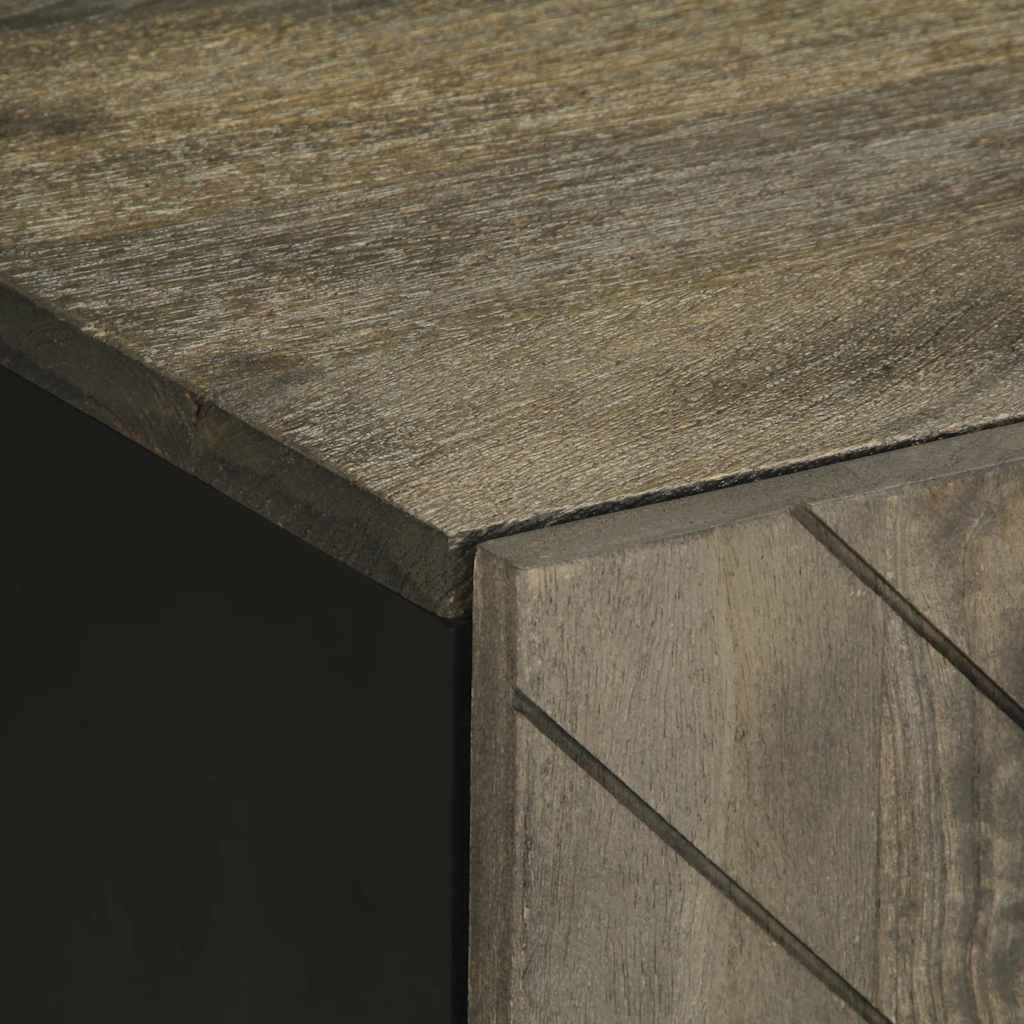 Tv Cabinet Black 105X33X46 Cm Solid Wood Mango