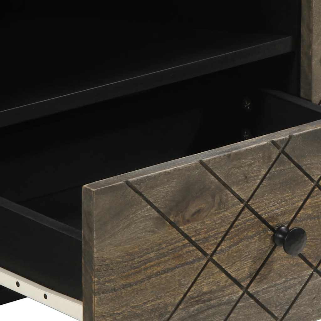 Tv Cabinet Black 105X33X46 Cm Solid Wood Mango