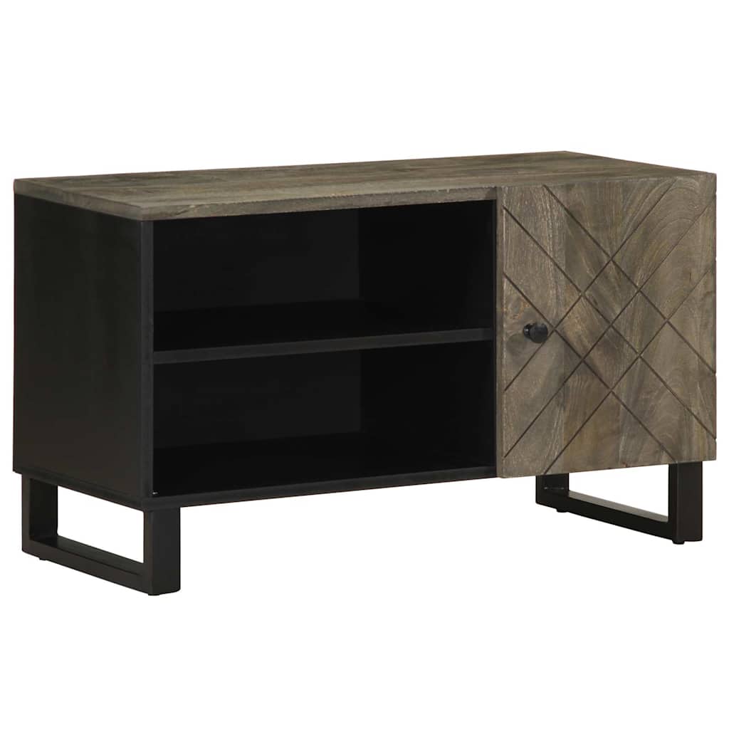 Tv Cabinet Black 80X33X46 Cm Solid Wood Mango