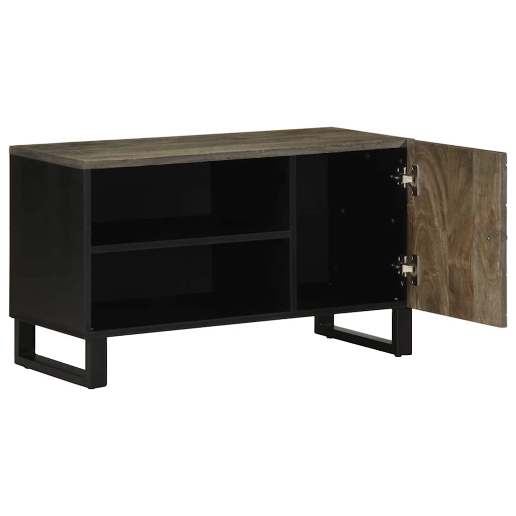 Tv Cabinet Black 80X33X46 Cm Solid Wood Mango