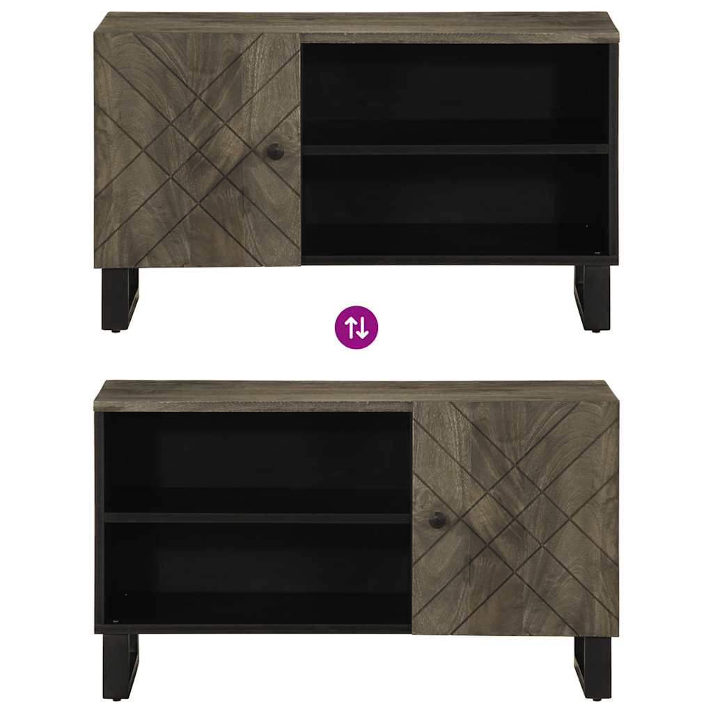 Tv Cabinet Black 80X33X46 Cm Solid Wood Mango