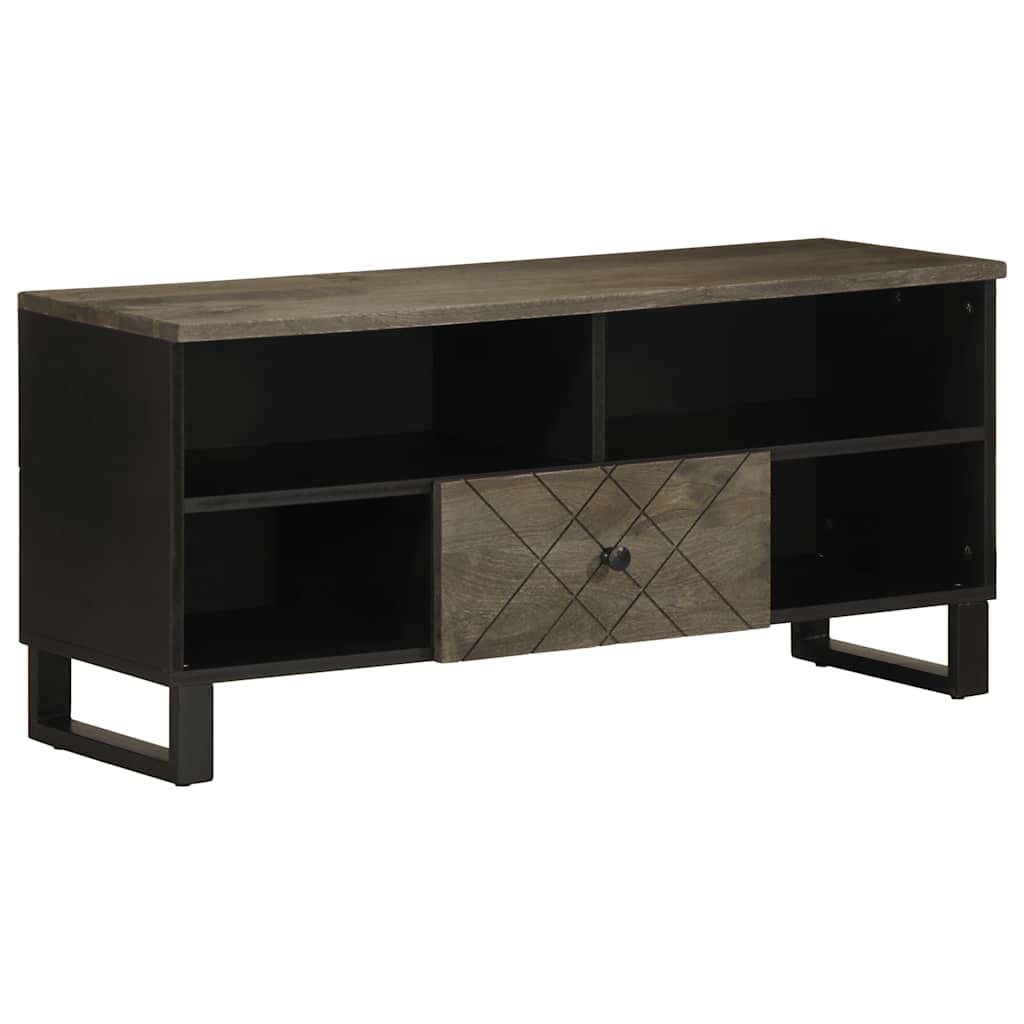Tv Cabinet Black 100X33X46 Cm Solid Wood Mango