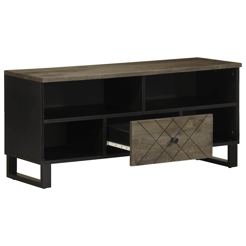 Tv Cabinet Black 100X33X46 Cm Solid Wood Mango