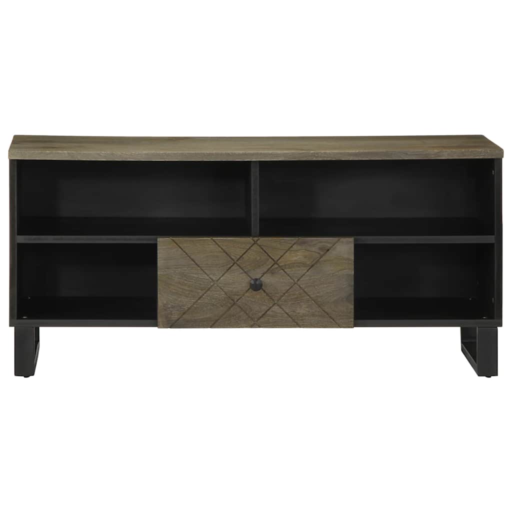 Tv Cabinet Black 100X33X46 Cm Solid Wood Mango