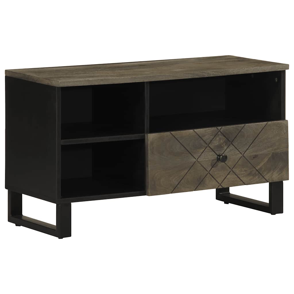 Tv Cabinet Black 80X33X46 Cm Solid Wood Mango