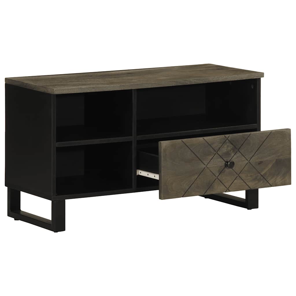 Tv Cabinet Black 80X33X46 Cm Solid Wood Mango