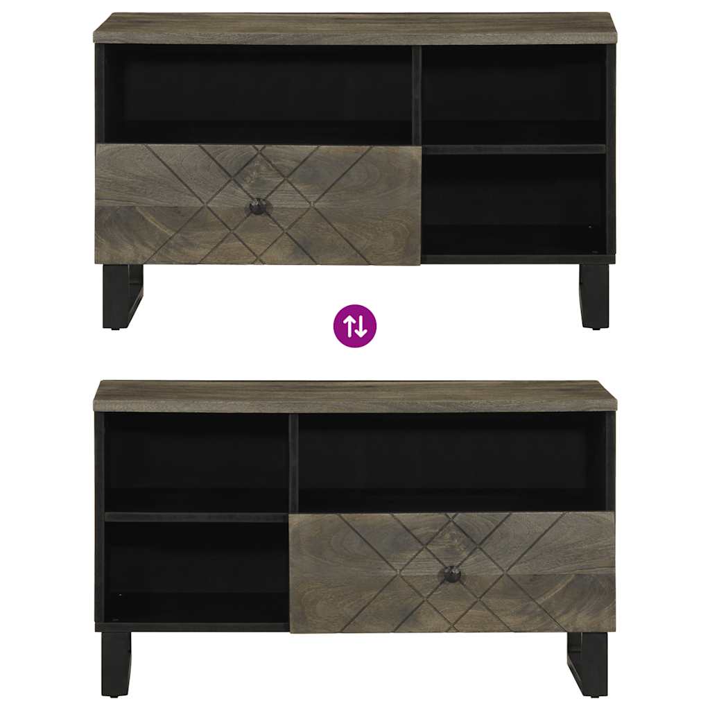 Tv Cabinet Black 80X33X46 Cm Solid Wood Mango