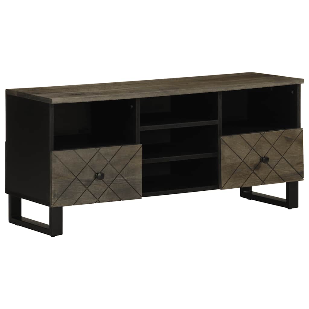 Tv Cabinet Black 100X33X46 Cm Solid Wood Mango