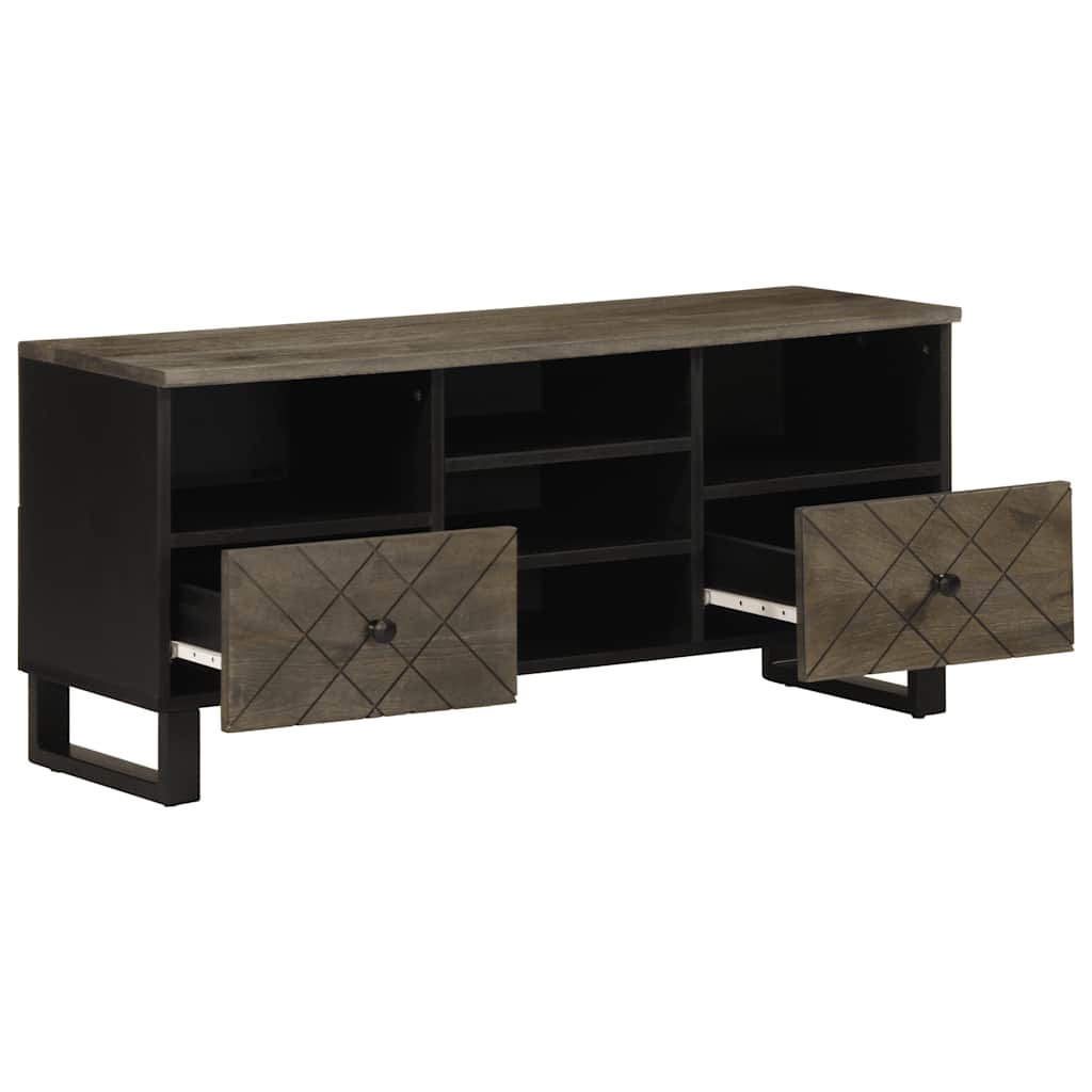 Tv Cabinet Black 100X33X46 Cm Solid Wood Mango