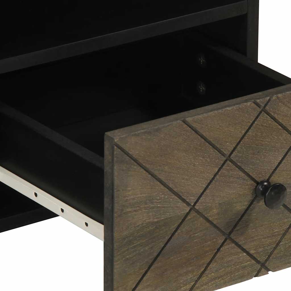 Tv Cabinet Black 100X33X46 Cm Solid Wood Mango