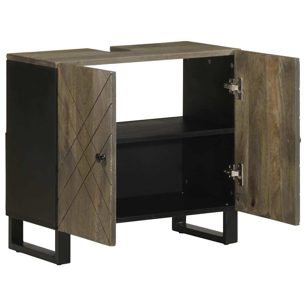 Sink Cabinet Black 62X33X58 Cm Solid Wood Mango
