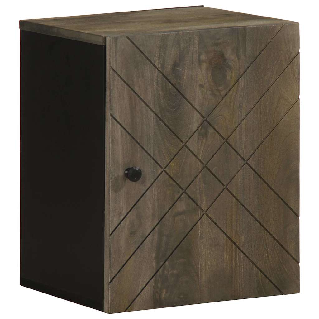 Wall-Mounted Bathroom Cabinet Black 38X33X48 Cm Solid Wood Mango