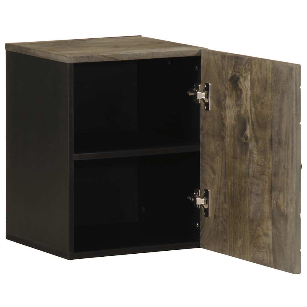 Wall-Mounted Bathroom Cabinet Black 38X33X48 Cm Solid Wood Mango