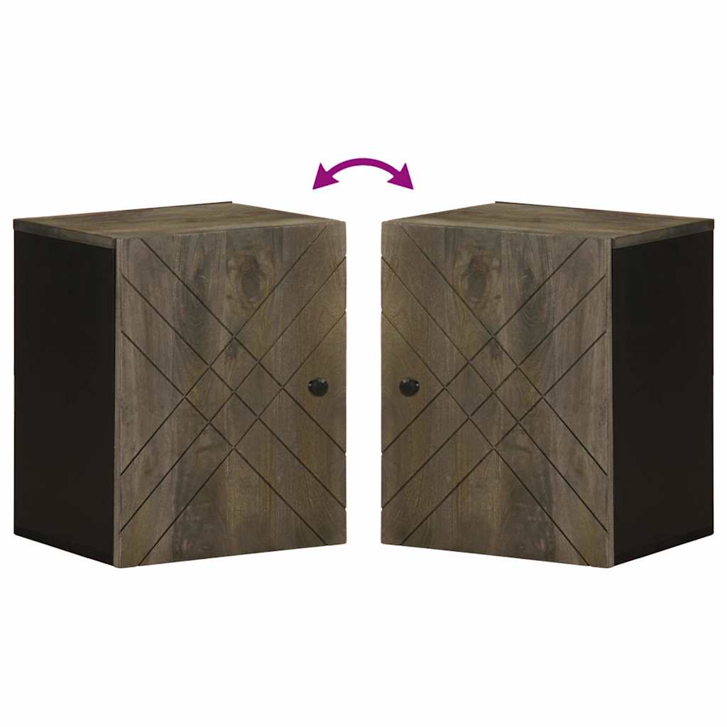 Wall-Mounted Bathroom Cabinet Black 38X33X48 Cm Solid Wood Mango