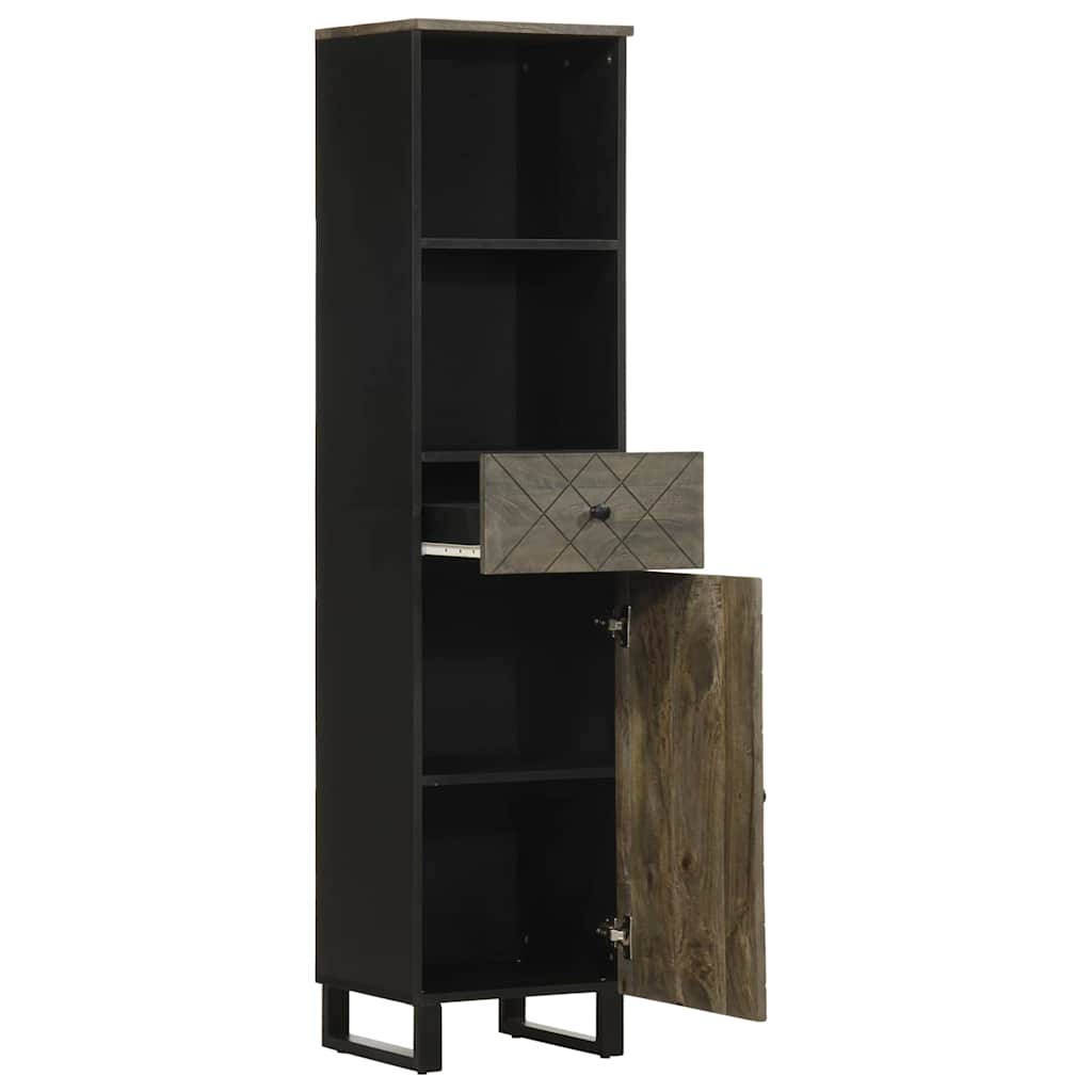 Bathroom Cabinet Black 38X33X160 Cm Solid Wood Mango