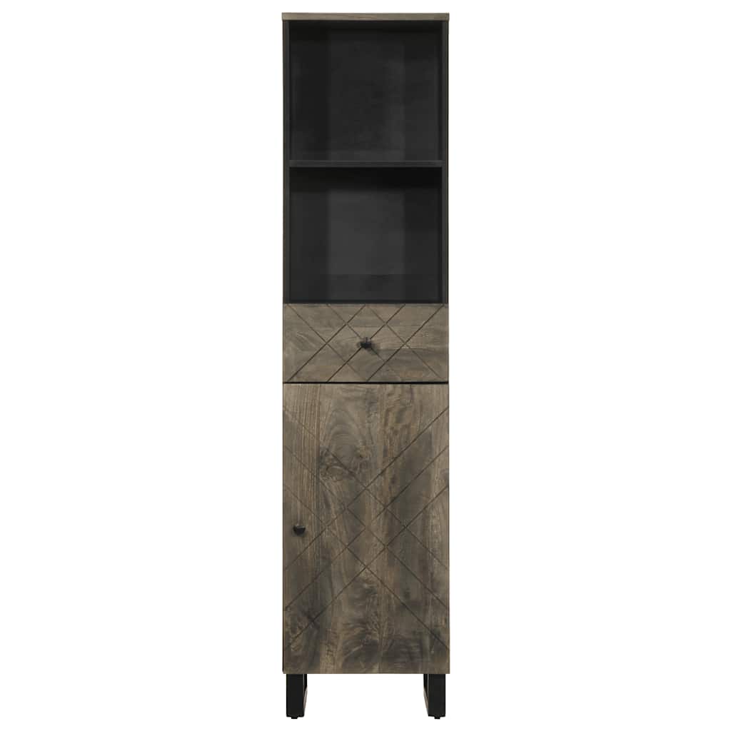Bathroom Cabinet Black 38X33X160 Cm Solid Wood Mango