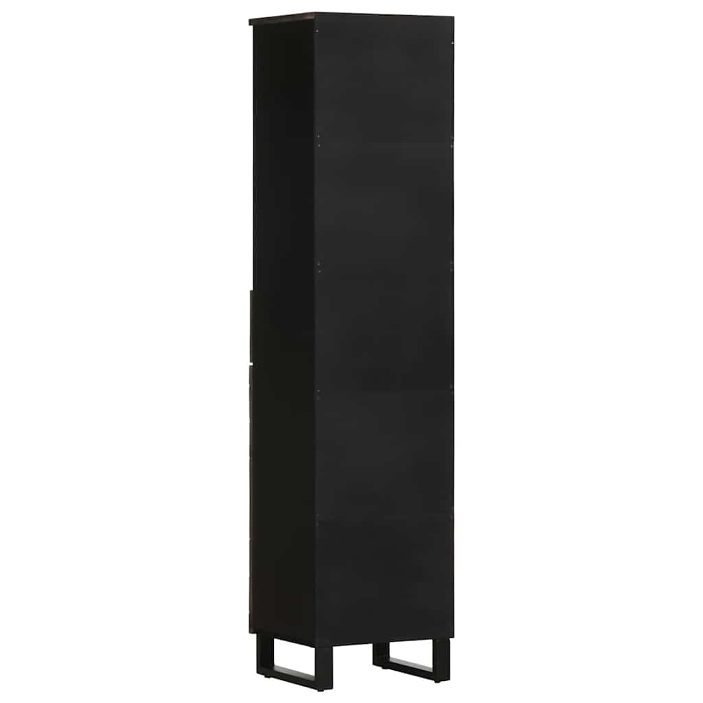 Bathroom Cabinet Black 38X33X160 Cm Solid Wood Mango