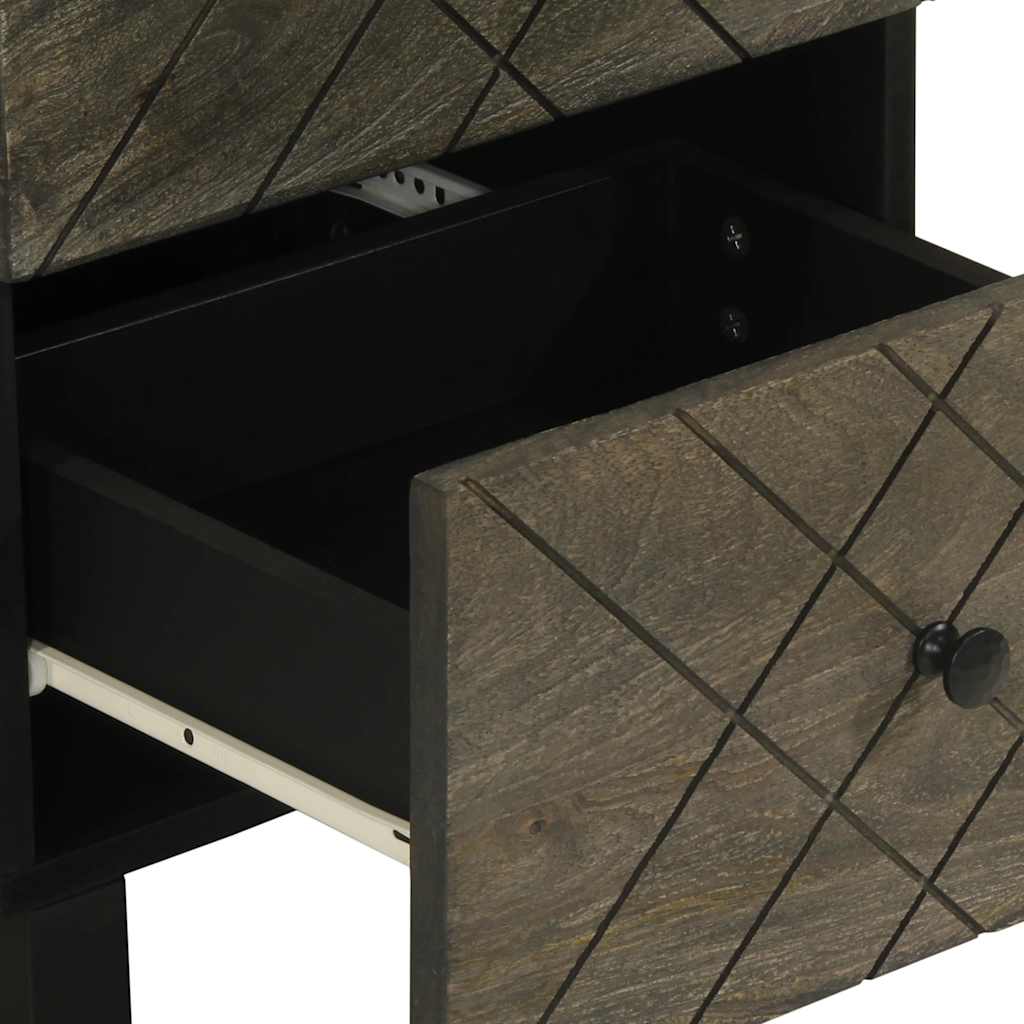 Sideboard Black 40X33X75 Cm Solid Wood Mango