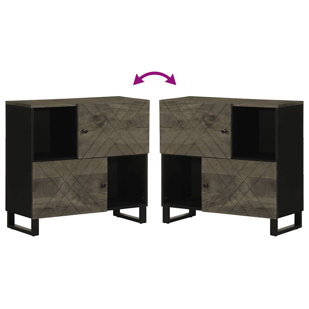 Sideboard Black 80X33X75 Cm Solid Wood Mango