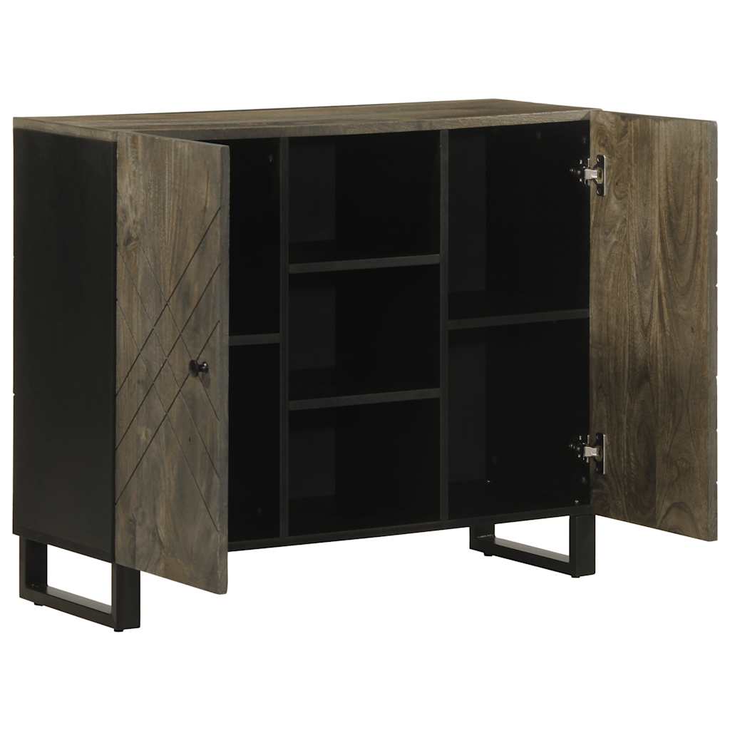 Sideboard Black 90X33X75 Cm Solid Wood Mango