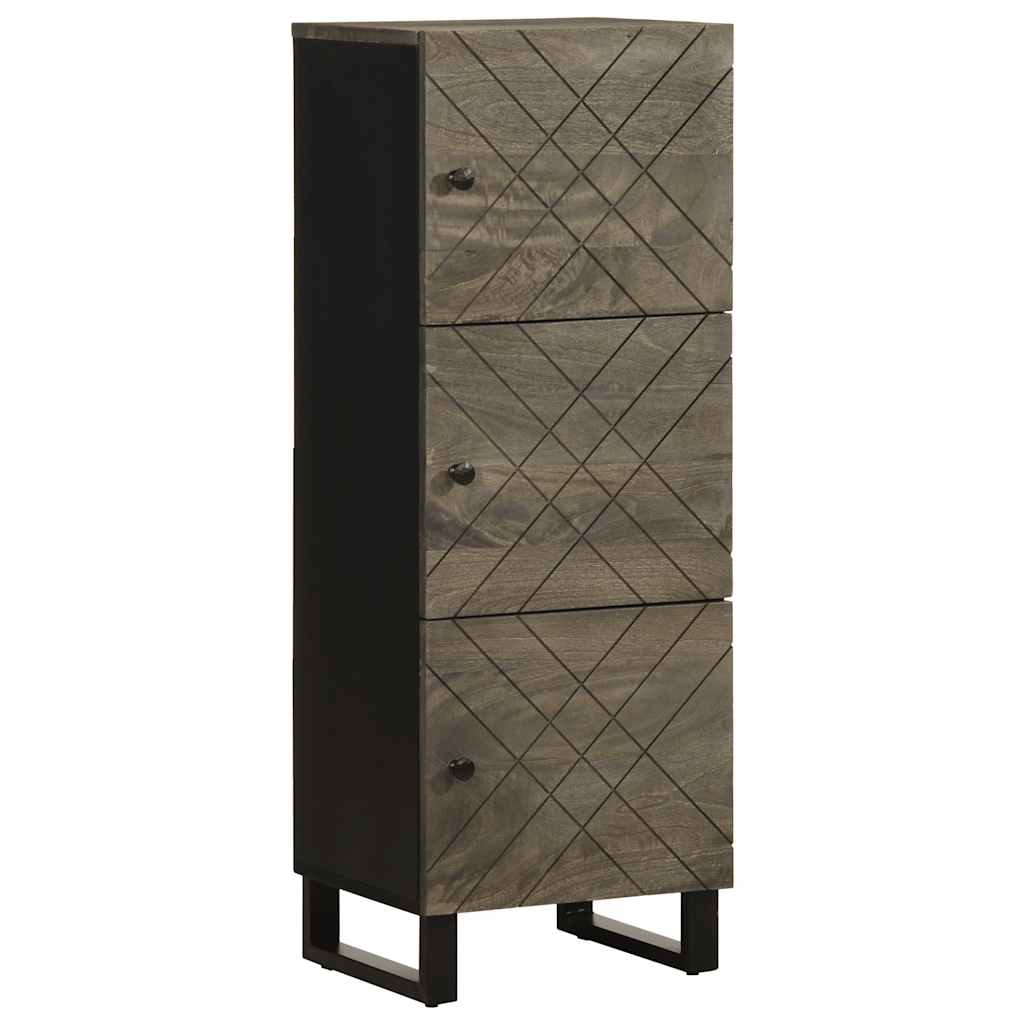 Highboard Black 40X33X110 Cm Solid Wood Mango