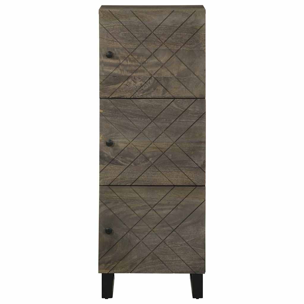 Highboard Black 40X33X110 Cm Solid Wood Mango