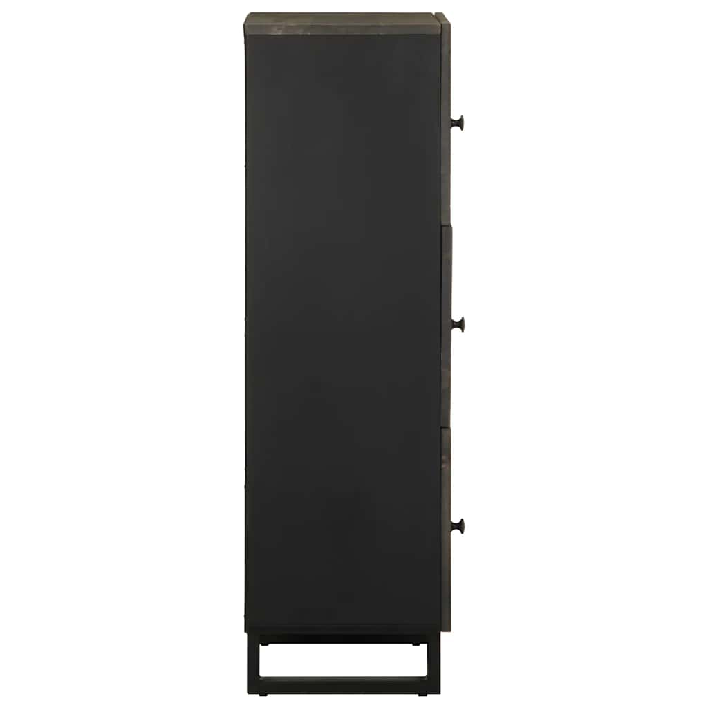 Highboard Black 40X33X110 Cm Solid Wood Mango