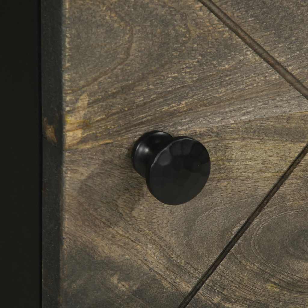 Highboard Black 40X33X110 Cm Solid Wood Mango