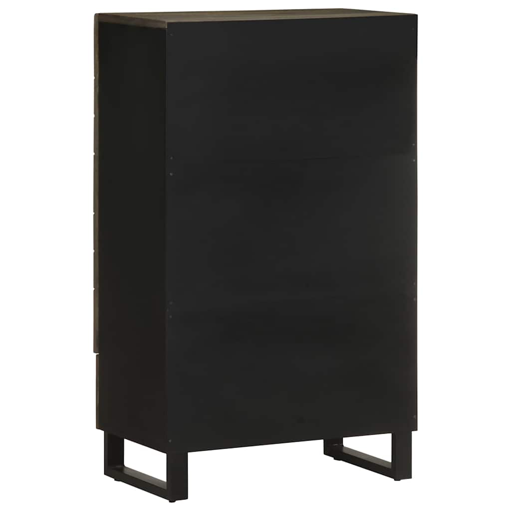 Highboard Black 60X33X100 Cm Solid Wood Mango