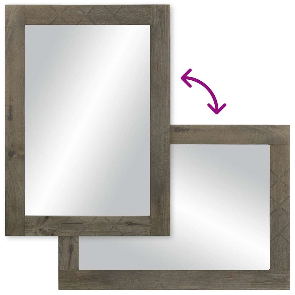 Bathroom Mirror Grey 50X3X70 Cm Solid Wood Mango
