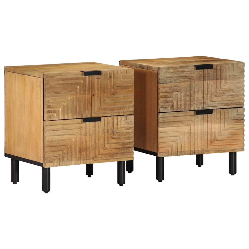 Bedside Cabinets 2 Pcs Brown 40X33X46 Cm Solid Wood Mango