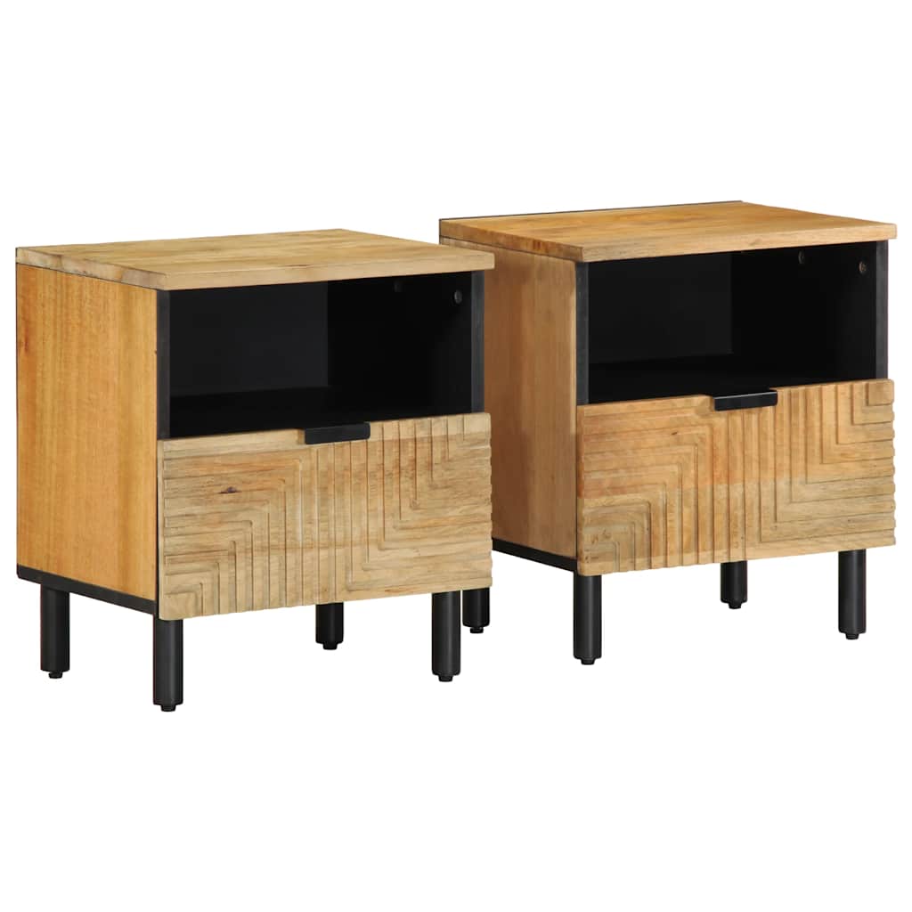 Bedside Cabinets 2 Pcs Brown 40X33X46 Cm Solid Wood Mango