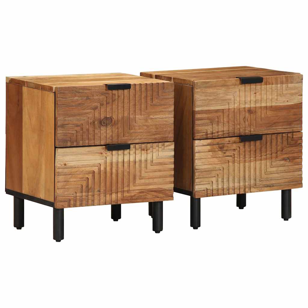 Bedside Cabinets 2 Pcs Brown 40X33X46 Cm Solid Wood Mango