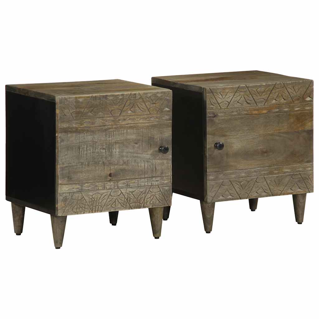 Bedside Cabinets 2 Pcs Light Grey 40X33X46 Cm Solid Wood Mango