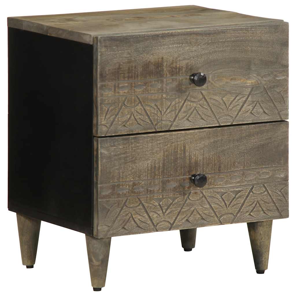 Bedside Cabinet Light Grey 40X33X46 Cm Solid Wood Mango