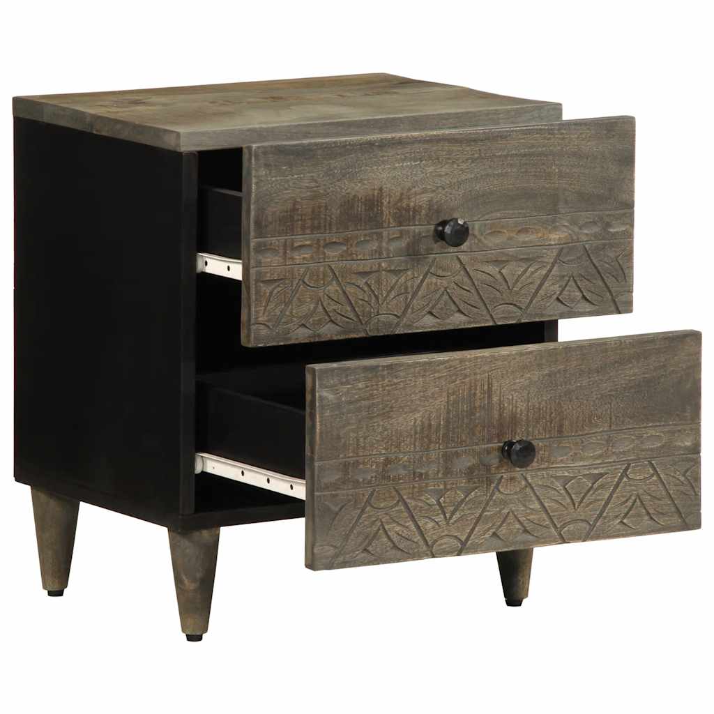 Bedside Cabinet Light Grey 40X33X46 Cm Solid Wood Mango