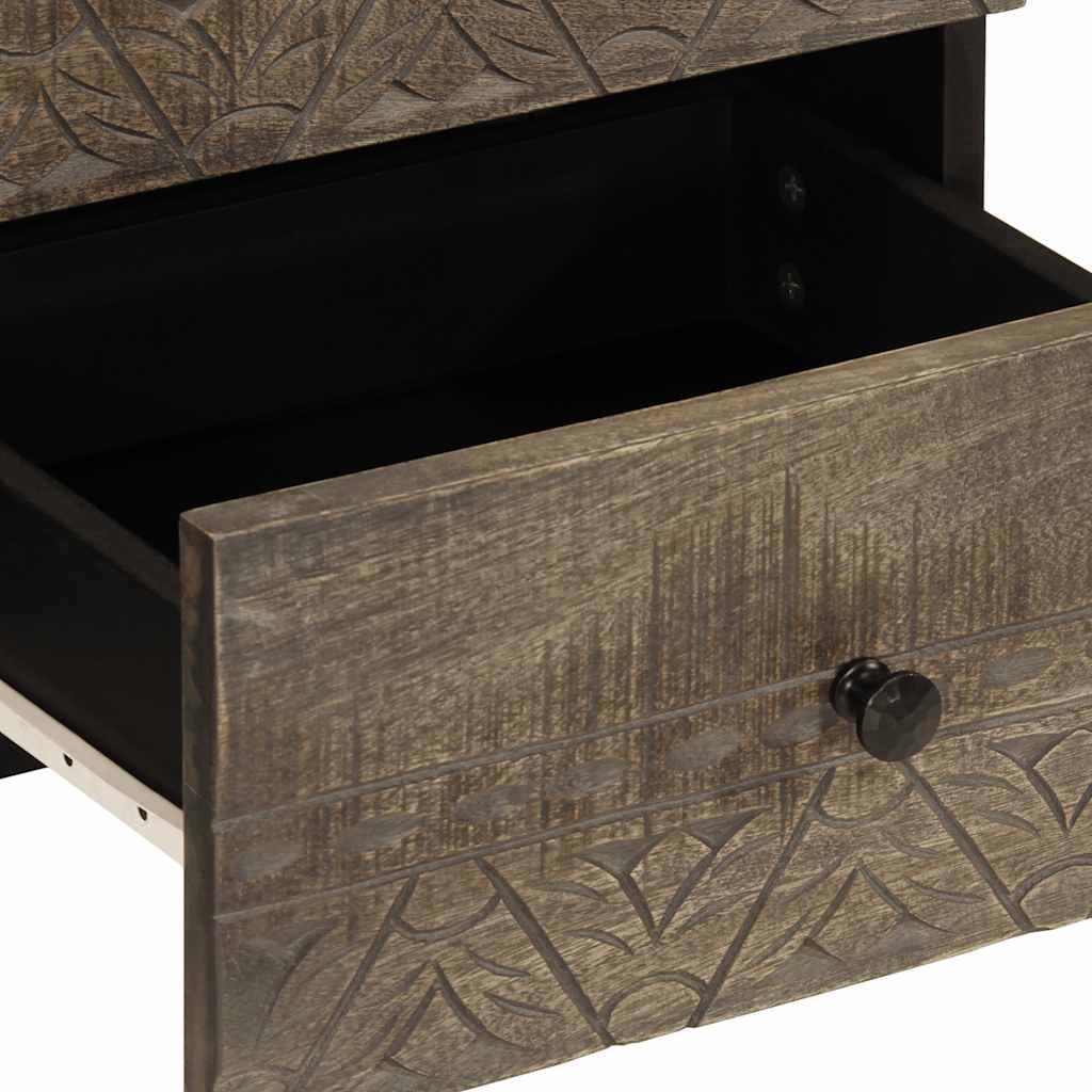 Bedside Cabinet Light Grey 40X33X46 Cm Solid Wood Mango