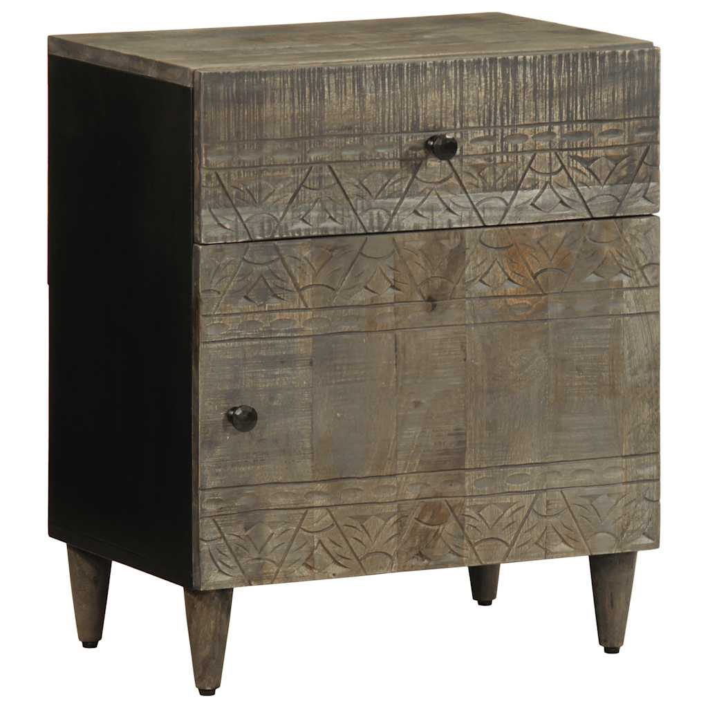 Bedside Cabinet Light Grey 50X33X60 Cm Solid Wood Mango