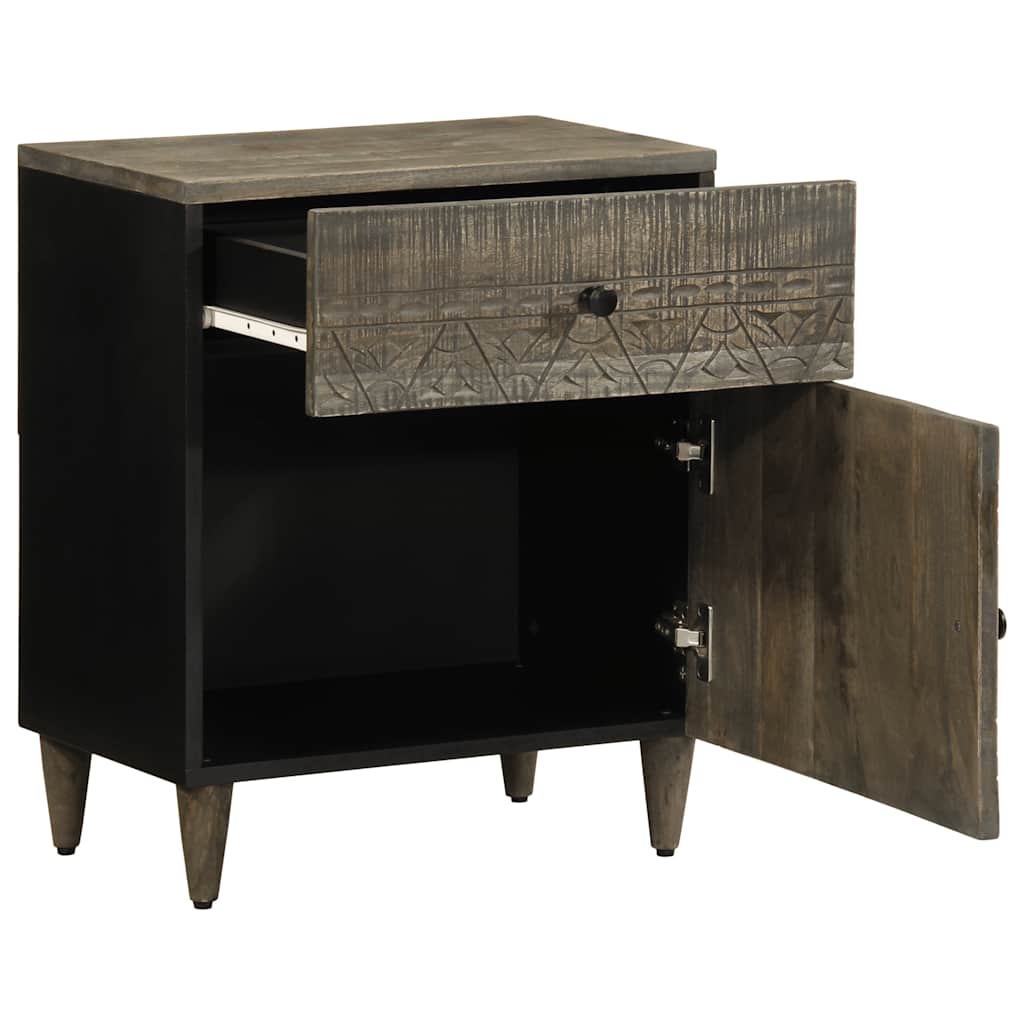 Bedside Cabinet Light Grey 50X33X60 Cm Solid Wood Mango