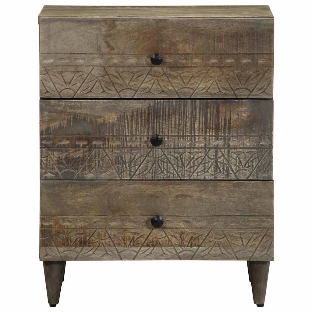 Bedside Cabinet Light Grey 50X33X60 Cm Solid Wood Mango