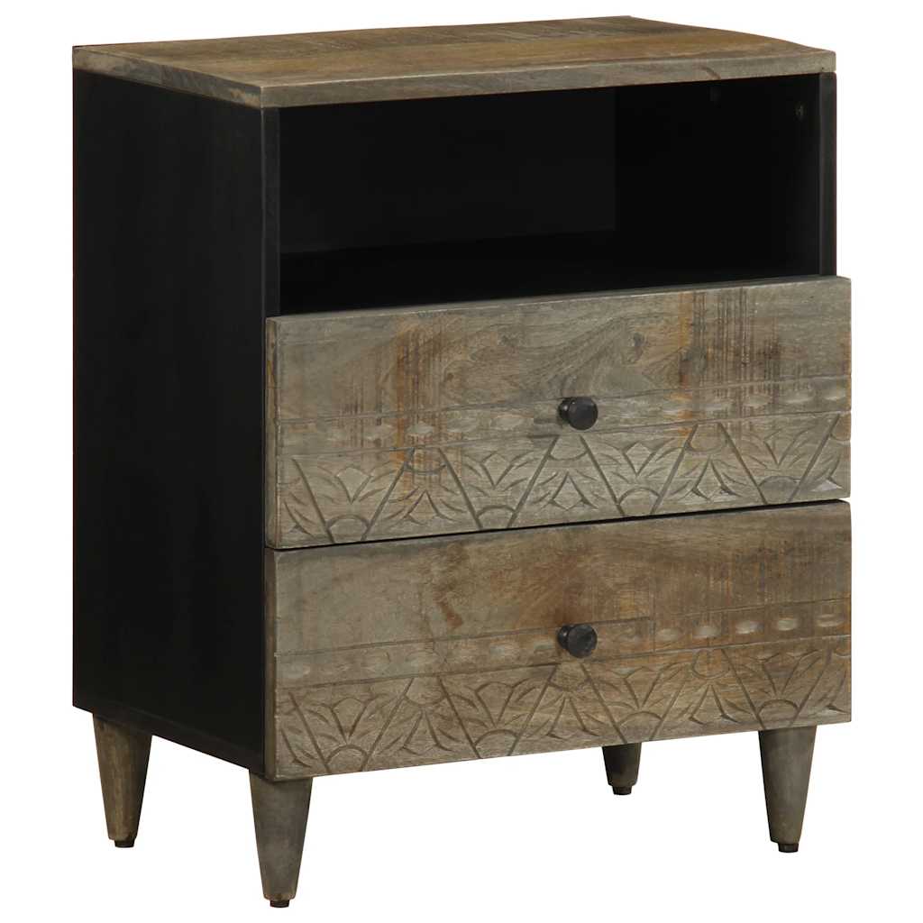 Bedside Cabinet Light Grey 50X33X60 Cm Solid Wood Mango