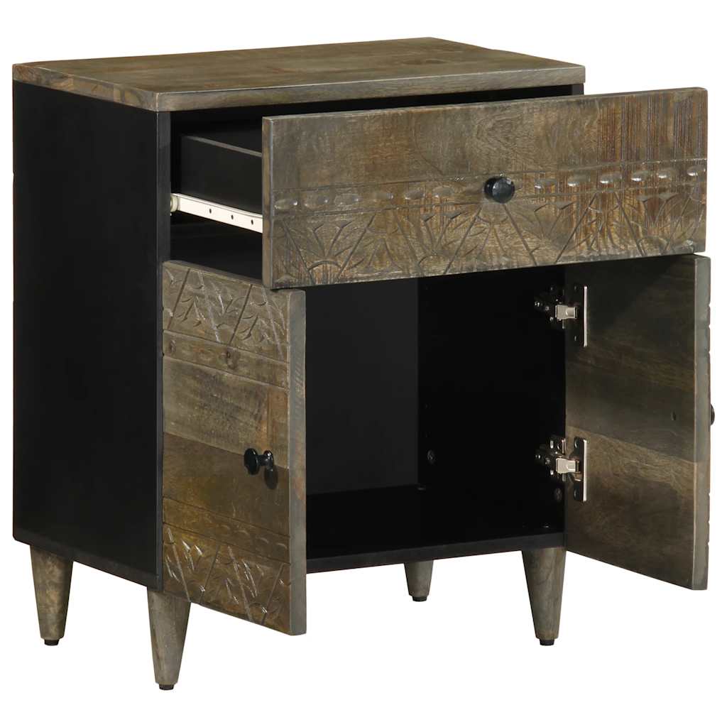 Bedside Cabinet Light Grey 50X33X60 Cm Solid Wood Mango