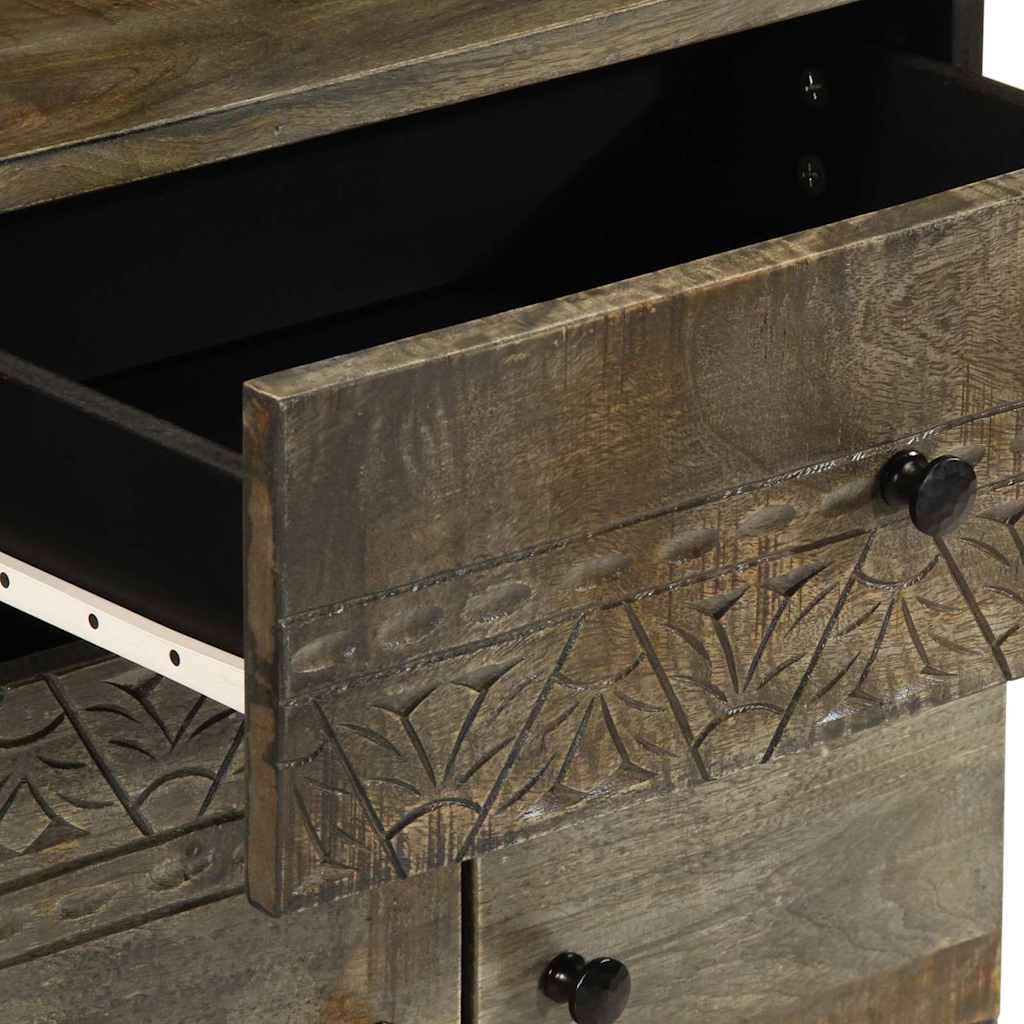 Bedside Cabinet Light Grey 50X33X60 Cm Solid Wood Mango