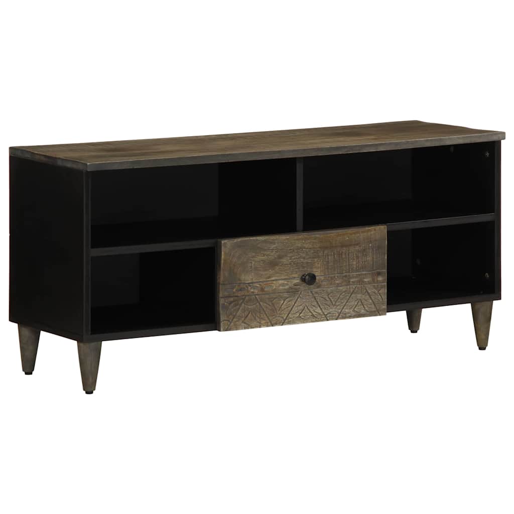 Tv Cabinet Black 100X33X46 Cm Solid Wood Mango