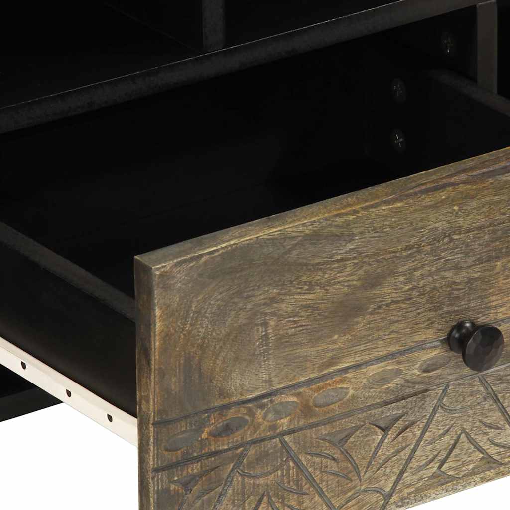 Tv Cabinet Black 100X33X46 Cm Solid Wood Mango