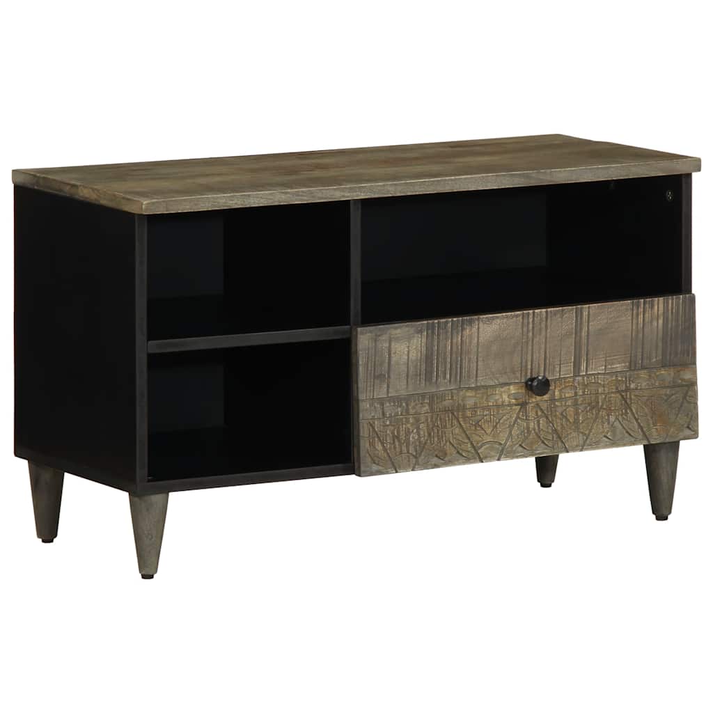 Tv Cabinet Black 80X33X46 Cm Solid Wood Mango