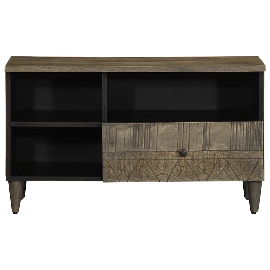 Tv Cabinet Black 80X33X46 Cm Solid Wood Mango