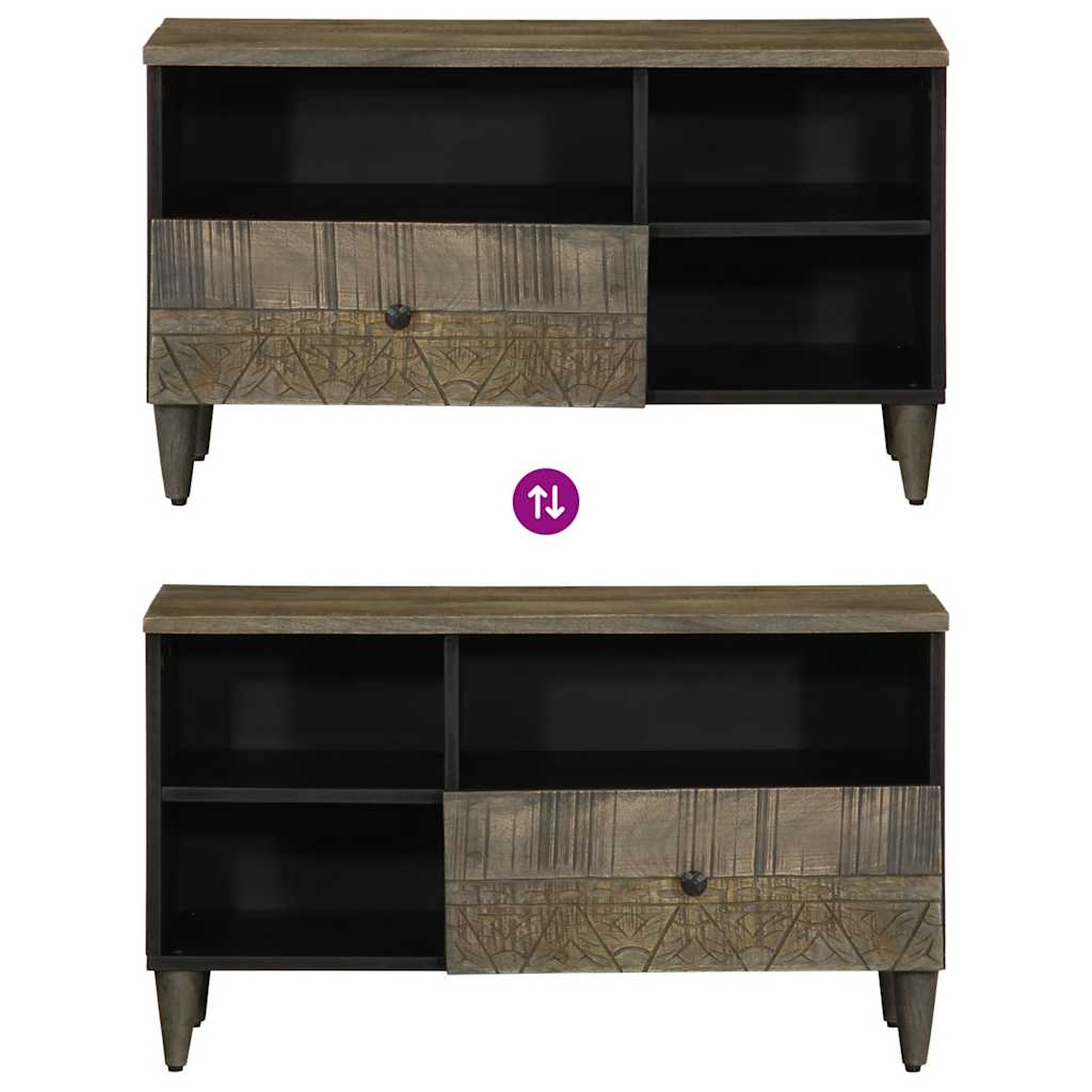 Tv Cabinet Black 80X33X46 Cm Solid Wood Mango