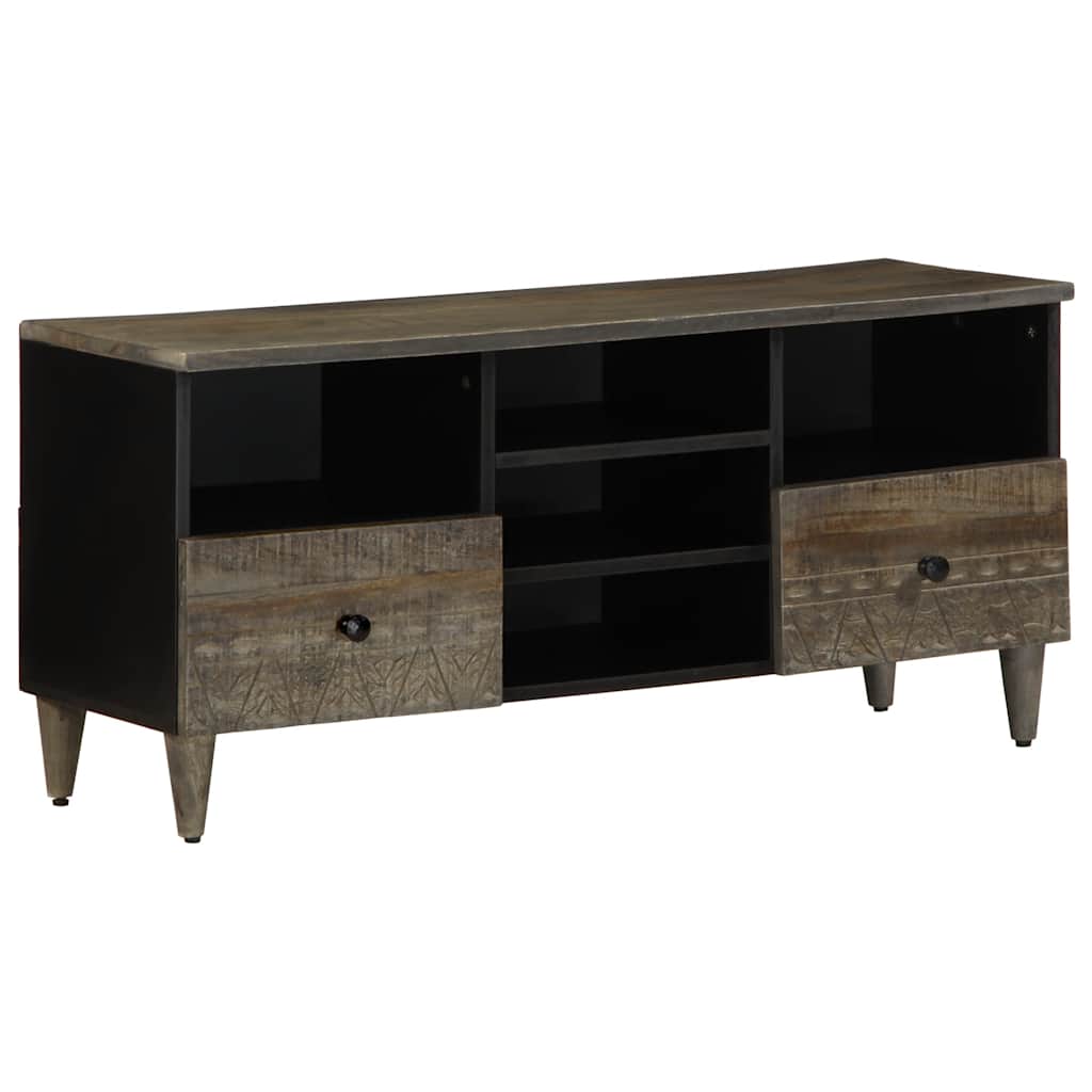 Tv Cabinet Black 100X33X46 Cm Solid Wood Mango